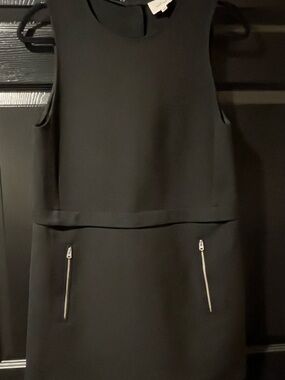Aritzia Sleeveless Black Shift Dress with Zip Pocket Accents